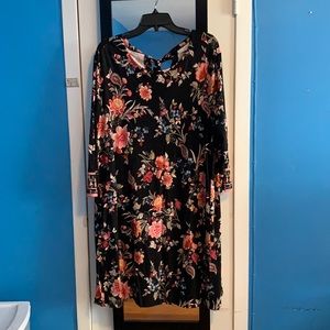 LOFT Midi floral dress with back embellishment